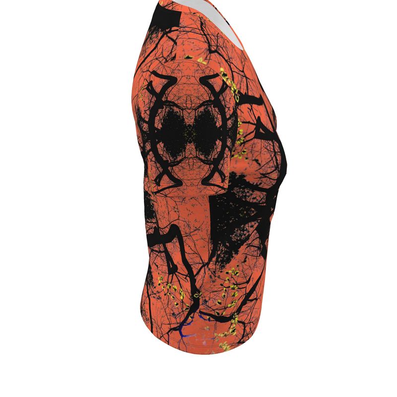 Red and Black Bold Graphic T Shirt Ladies Unisex Designer Tree Style Fashion