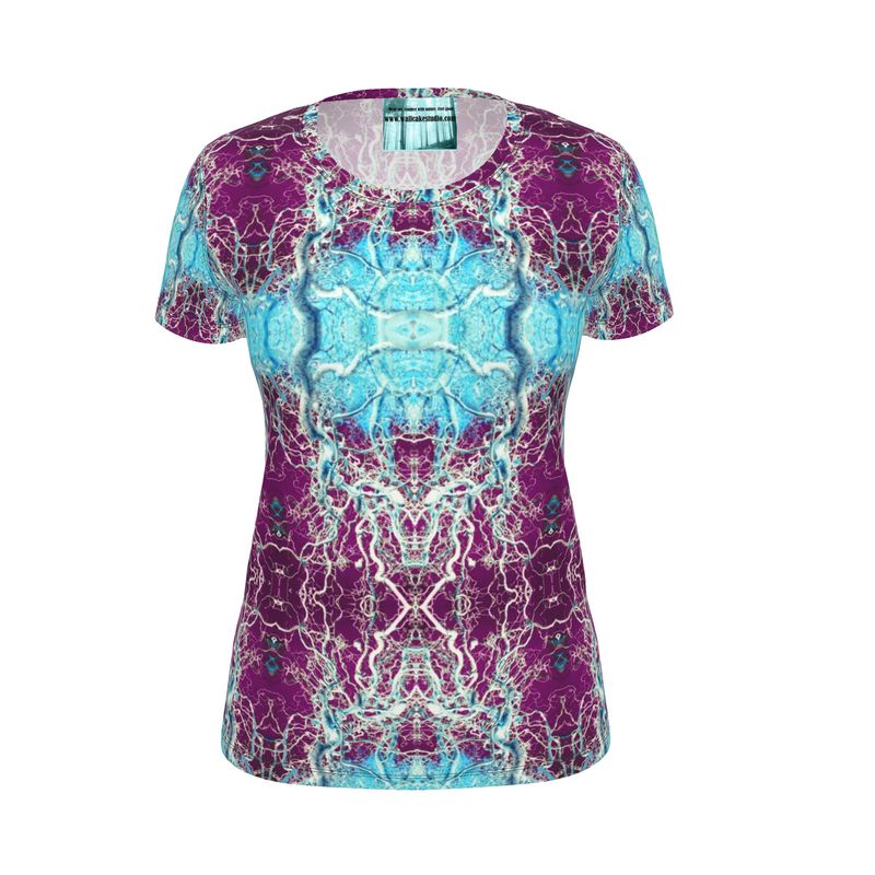 T-shirt ajusté de créateur confortable, violet et bleu, noisette bouclée