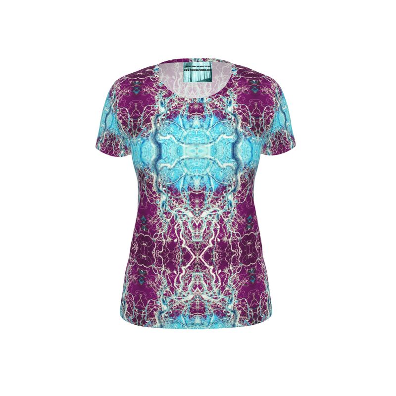 T-shirt ajusté de créateur confortable, violet et bleu, noisette bouclée