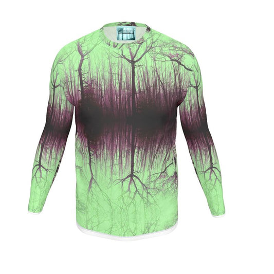 Green Long Sleeve designer t shirt. Mens unisex unique fashion top. Clothing for nature lovers.