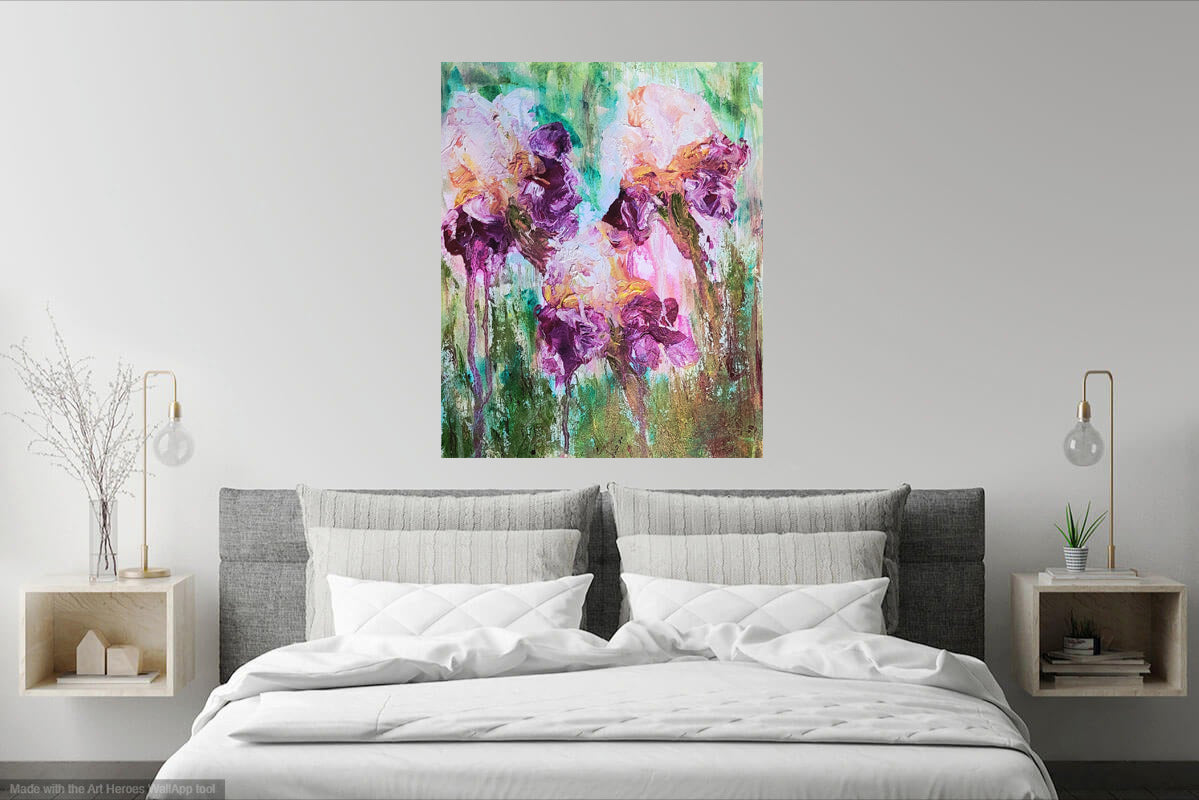 Iris Garden. Oil Painting and Prints