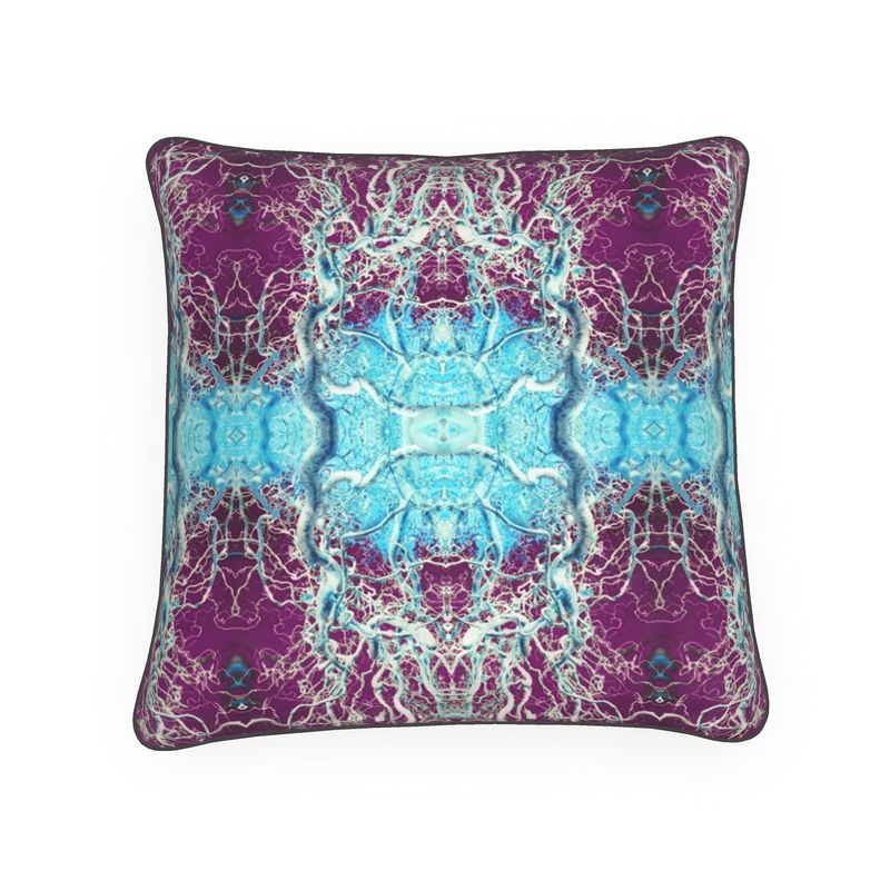 Purple and blue curly hazel cosy designer cushion
