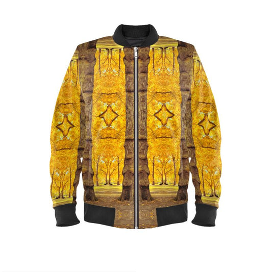 Golden Yellow Tree Architecture designer bomber jacket